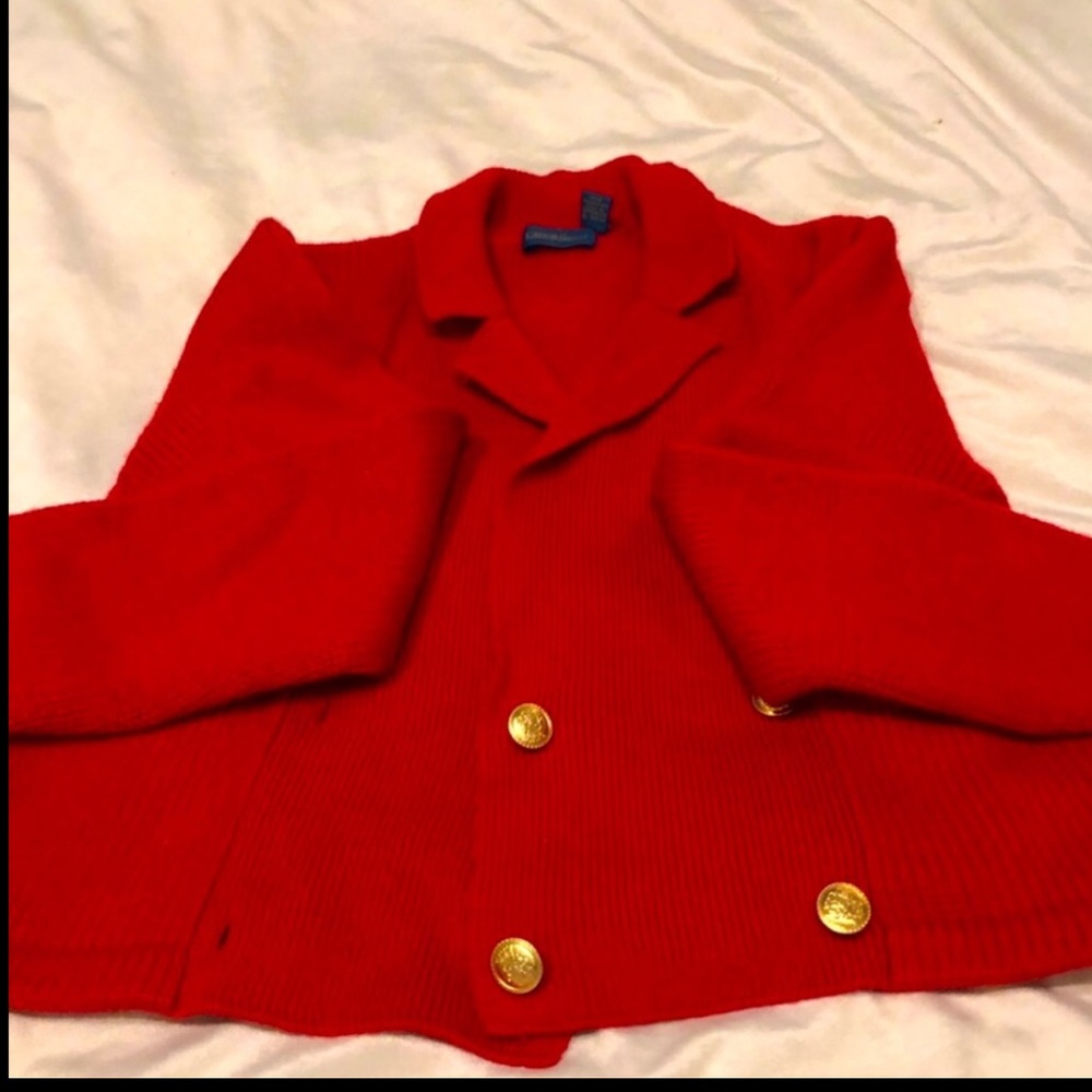 All Wool Red Carroll Reed Sweater. - Picture 2 of 6
